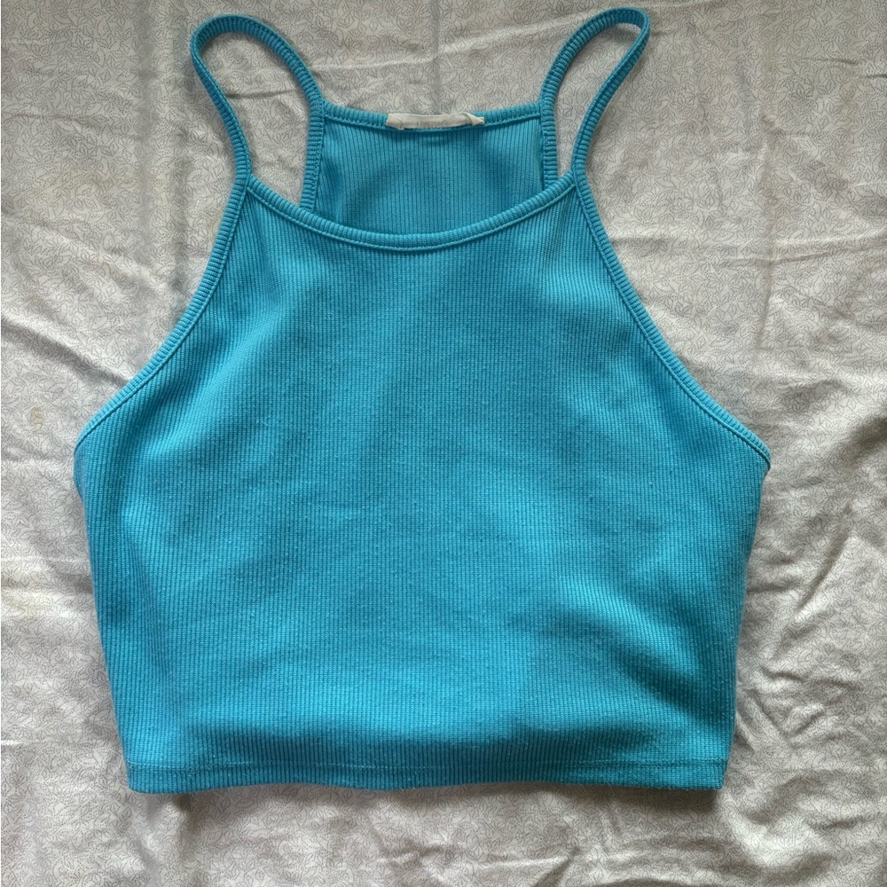 Blue, cropped halter top